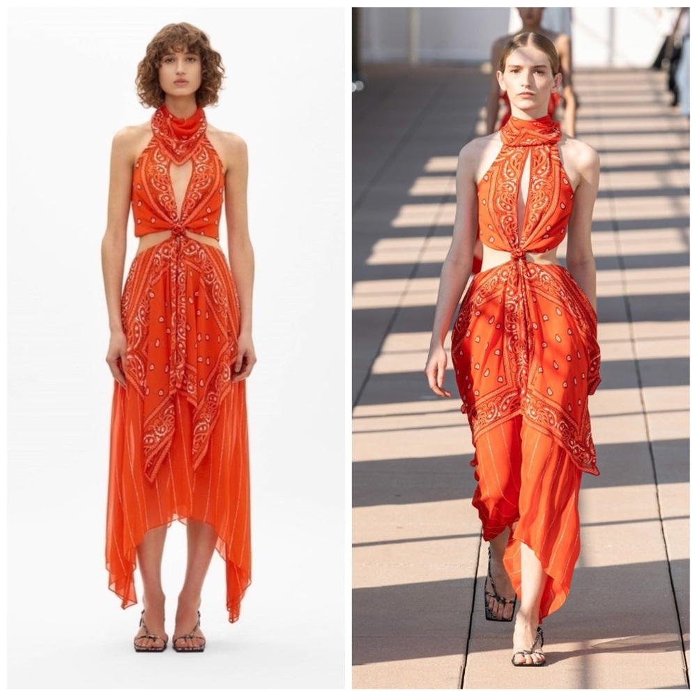 Dion Lee Poppy Red Bandana Knot Maxi Dress Open Back Cutout Rare Runway 6 NWT​